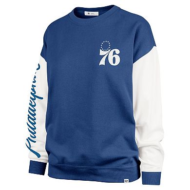 Women's '47 Royal Philadelphia 76ers Rise Andie Oversized Pullover Sweatshirt