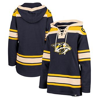 Women's '47 Navy Nashville Predators Superior Lacer Pullover Hoodie