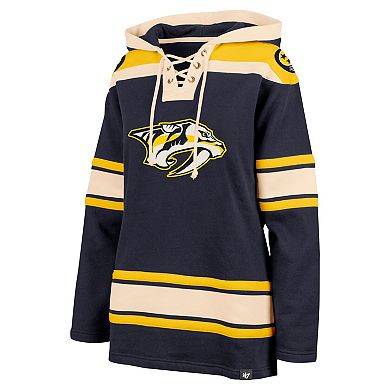 Women's '47 Navy Nashville Predators Superior Lacer Pullover Hoodie