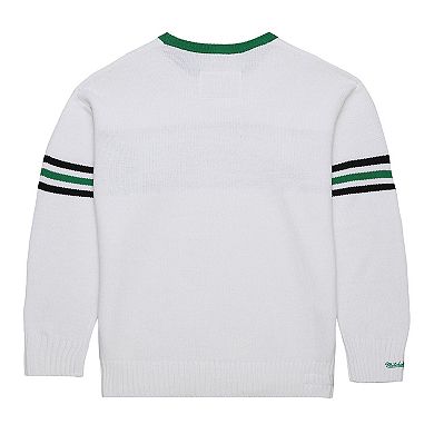 Men's Mitchell & Ness White New York Jets Throwback 1984 Pullover Sweater
