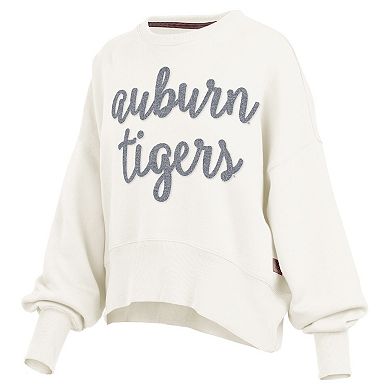 Women's Pressbox Cream Auburn Tigers Chelsea Oversized Pullover Sweatshirt