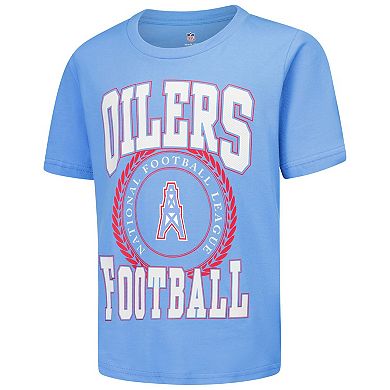 Youth Light Blue Tennessee Titans Oilers Throwback Stitched Up Retro Logo T-Shirt