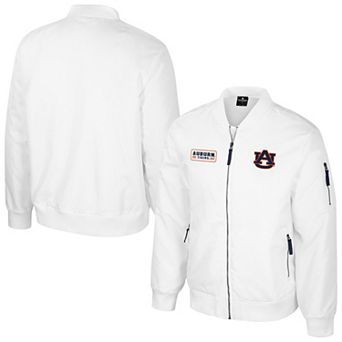 Men's Colosseum White Auburn Tigers White Rabbit Full-Zip Bomber Jacket