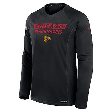 Men's Fanatics Black Chicago Blackhawks Authentic Pro Rink Tech Long Sleeve T-Shirt