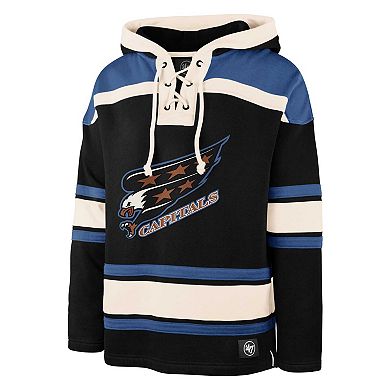 Men's '47 Alexander Ovechkin Black Washington Capitals Player Name & Number Lacer Pullover Hoodie