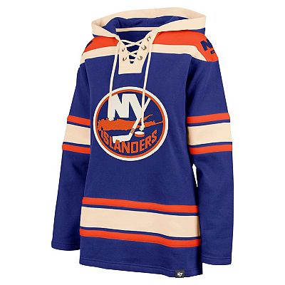 Women's '47 Royal New York Islanders Superior Lacer Pullover Hoodie