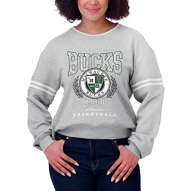 Women's WEAR by Erin Andrews Heather Gray Milwaukee Bucks French Terry Pullover Sweatshirt