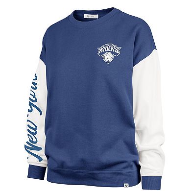 Women's '47 Blue New York Knicks Rise Andie Oversized Pullover Sweatshirt