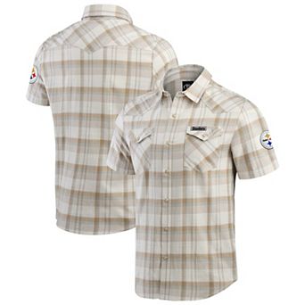 Men's Darius Rucker Collection by Fanatics Gray Pittsburgh Steelers Plaid Full-Snap Shirt