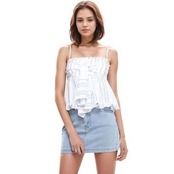 Women's Tie Front Flared Cami Blouse
