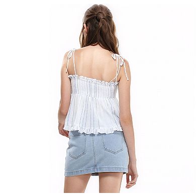 Women's Tie Front Flared Cami Blouse
