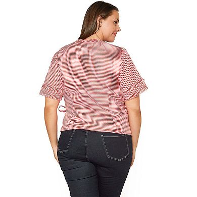 Plus Size Fringe Trim Wrap Blouse