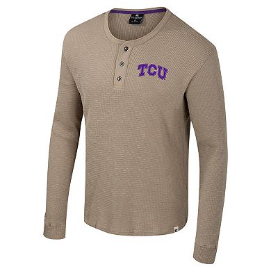 Men's Colosseum Tan TCU Horned Frogs Great Outdoors Henley Long Sleeve Shirt