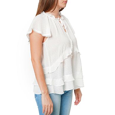 Swiss Dot Layered Ruffle Top