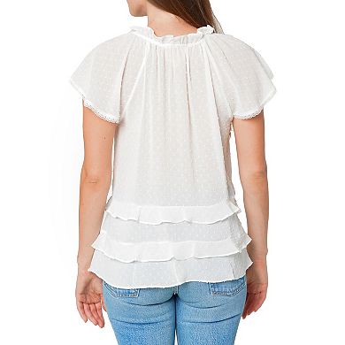 Swiss Dot Layered Ruffle Top