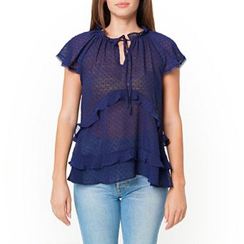Swiss Dot Layered Ruffle Top
