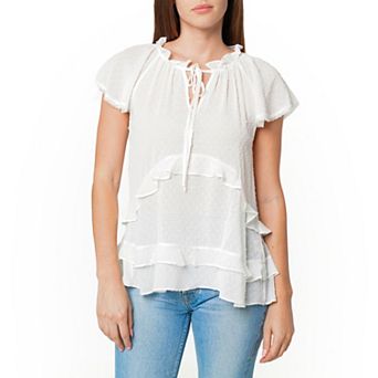 Swiss Dot Layered Ruffle Top
