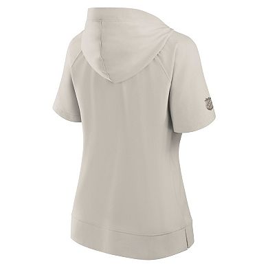 Women's Fanatics Cream Seattle Kraken Authentic Pro Road Short Sleeve V-Neck Pullover Hoodie