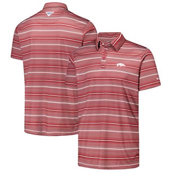 Men's Columbia Cardinal Arkansas Razorbacks PFG Super Terminal Tackle�� Omni-Shade�� Stripe Polo