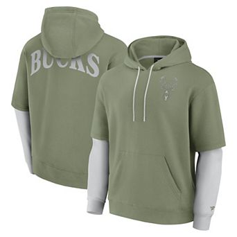Men's Fanatics Olive Milwaukee Bucks Elements Sleek Pullover Hoodie