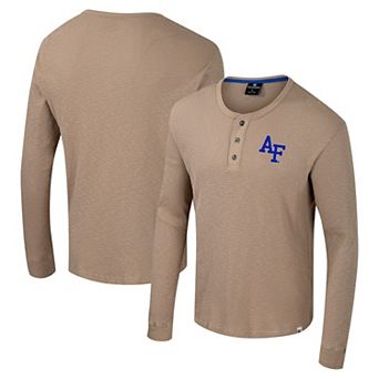 Men's Colosseum Tan Air Force Falcons Great Outdoors Henley Long Sleeve Shirt