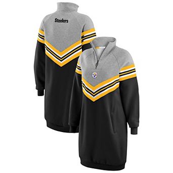 Women's WEAR by Erin Andrews Black/Heather Gray Pittsburgh Steelers Chevron Stripe Dress