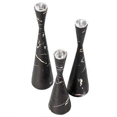 Marble Resin Candle Holders - Pack Of 18 Black Taper Candlesticks For Home Decor