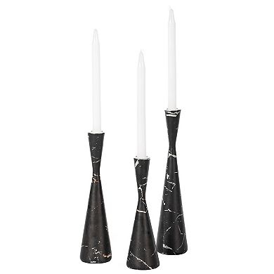 Marble Resin Candle Holders - Pack Of 18 Black Taper Candlesticks For Home Decor