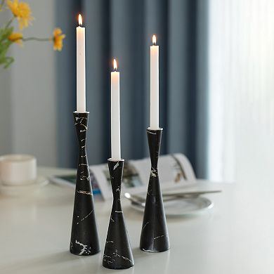 Marble Resin Candle Holders - Pack Of 18 Black Taper Candlesticks For Home Decor