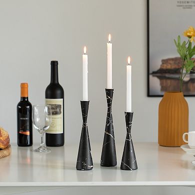 Marble Resin Candle Holders - Pack Of 18 Black Taper Candlesticks For Home Decor