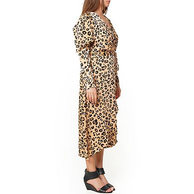 Print Balloon Shoulder Dress