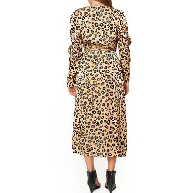 Print Balloon Shoulder Dress