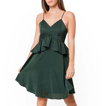 Deep V Neck Ruffle Baby Doll Dress