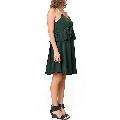 Deep V Neck Ruffle Baby Doll Dress
