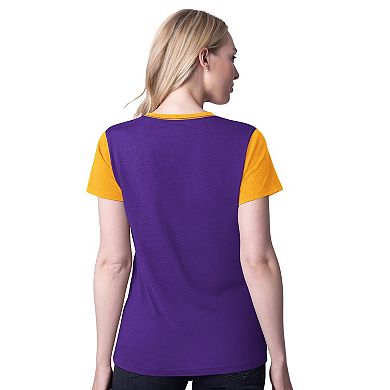 Women's G-III 4Her by Carl Banks Purple LSU Tigers Racer Crewneck Ringer T-Shirt