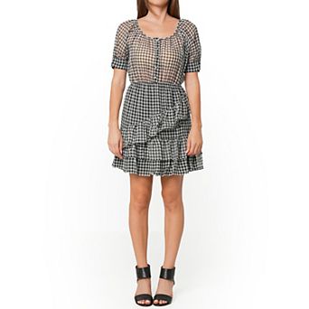 Crinkle Chiffon Gingham Dress