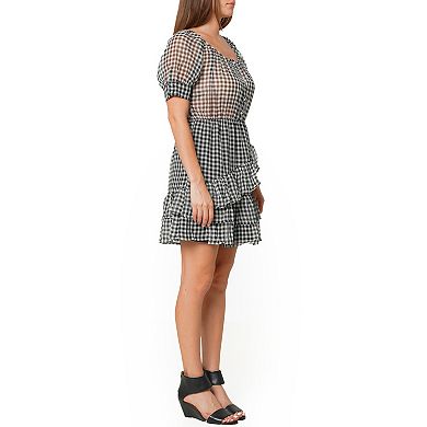 Crinkle Chiffon Gingham Dress