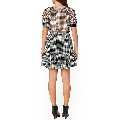 Crinkle Chiffon Gingham Dress