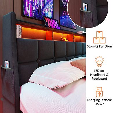 Merax Upholstered Platform Bed With A Hydraulic Storage System