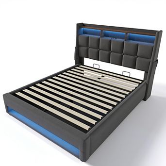 Merax Upholstered Platform Bed With A Hydraulic Storage System