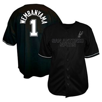 Men's Profile Victor Wembanyama Black San Antonio Spurs Big & Tall Name & Number Button-Up Jersey
