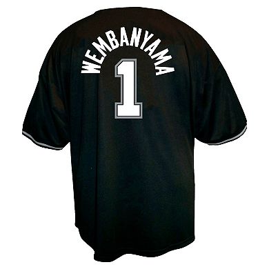 Men's Profile Victor Wembanyama Black San Antonio Spurs Big & Tall Name & Number Button-Up Jersey