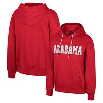 Women's Colosseum Crimson Alabama Crimson Tide Reflection Rhinestone Drawcord Pullover Hoodie
