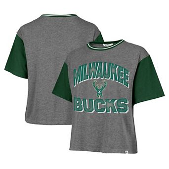 Women's '47 Gray Milwaukee Bucks Rise Clubhouse Ziggy Color Block T-Shirt