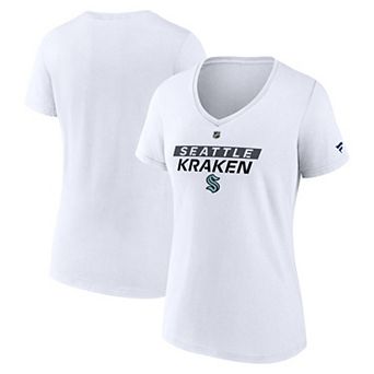 Women's Fanatics White Seattle Kraken Authentic Pro Core Primary V-Neck T-Shirt