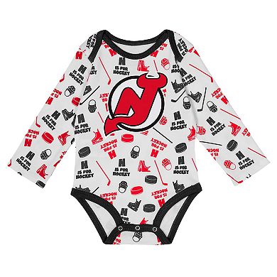 Infant White Detroit Red Wings Quick Learner Long Sleeve Bodysuit