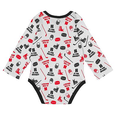 Infant White Detroit Red Wings Quick Learner Long Sleeve Bodysuit