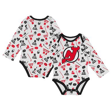Infant White Detroit Red Wings Quick Learner Long Sleeve Bodysuit