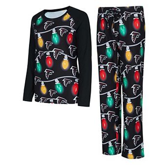 Women's Concepts Sport Black Atlanta Falcons Garland Knit Raglan Long Sleeve T-Shirt & Pants Set