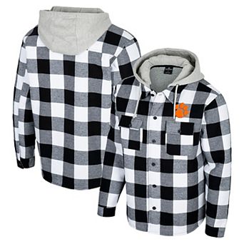 Men's Colosseum Black/White Clemson Tigers Buffalo Plaid Full-Zip Jacket
